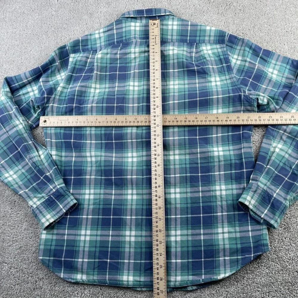 J‎ Crew Shirt Mens Medium Blue Green Plaid Flannel Workwear Button Up